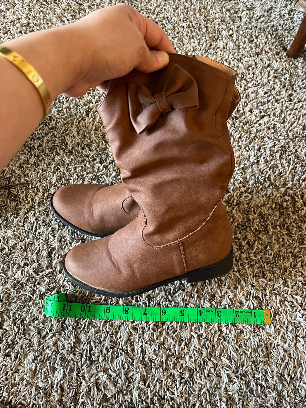 Kids Brown Bow Mid-Calf Boots